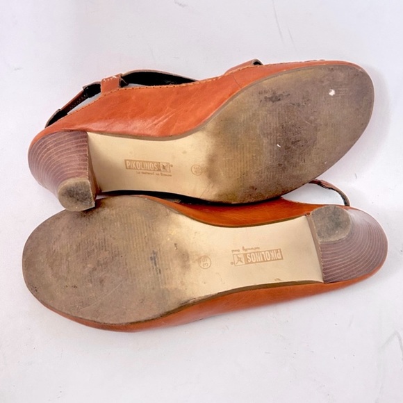 PIKOLINOS Brandy Brown Leather Sling Backs Strappy Heel Sandals Size 39 8.5 - Picture 6 of 8